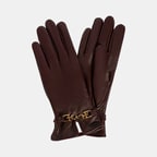 Kadın Bordo Zincir Aksesuarlı Deri Eldiven