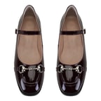 Kadın Bordo Zincir Detaylı Mary Jane Rugan Deri Babet