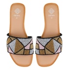 Kadın Çok Renkli Boncuk İşlemeli Terlik