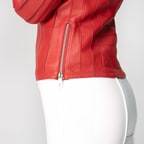 Kadın Deri Fit Panelli Biker Ceket