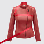 Kadın Deri Fit Panelli Biker Ceket