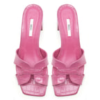 Kadın Fuşya Kroko Baskılı Deri Terlik