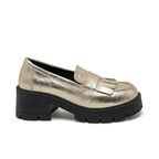 Kadın Gold Deri Püsküllü Loafer