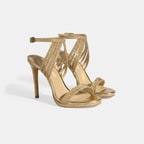 Kadın Gold Simli Bantlı Topuklu Abiye Sandalet