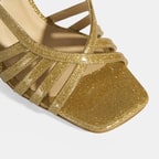 Kadın Gold Simli Topuklu Abiye Sandalet