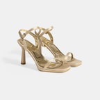 Kadın Gold Toka Detaylı Topuklu Abiye Sandalet