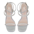 Kadın Gri Ayarlanabilir Tokalı Topuklu Sandalet