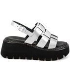 Kadın Gri Dolgu Tabanlı Deri Sandalet