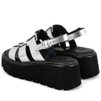 Kadın Gri Dolgu Tabanlı Deri Sandalet