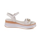 Kadın Gri Topuklu Deri Sandalet