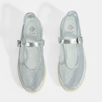 Kadın Gümüş Ayarlanabilir Tokalı File Detaylı Ayakkabı