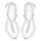 Kadın Gümüş Ayarlanabilir Tokalı Terlik