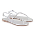 Kadın Gümüş Ayarlanabilir Tokalı Terlik