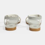 Kadın Gümüş Lastik Bantlı Taşlı Sandalet