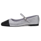 Kadın Gümüş Parlak Taş Detaylı Mary Jane Babet