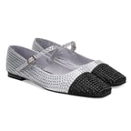 Kadın Gümüş Parlak Taş Detaylı Mary Jane Babet