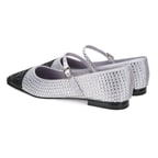 Kadın Gümüş Parlak Taş Detaylı Mary Jane Babet