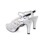 Kadın Gümüş Parlak Taş Detaylı Topuklu Abiye