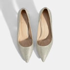 Kadın Gümüş Simli Topuklu Abiye Ayakkabı