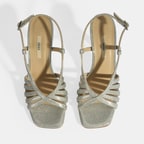 Kadın Gümüş Simli Topuklu Abiye Sandalet