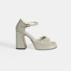 Kadın Gümüş Toka Detaylı Topuklu Abiye Sandalet