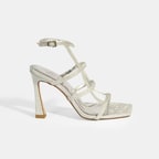 Kadın Gümüş Toka Detaylı Topuklu Abiye Sandalet