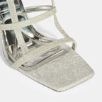 Kadın Gümüş Toka Detaylı Topuklu Abiye Sandalet