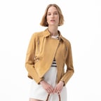 Kadın Hardal Süet Deri Ceket