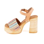 Kadın Hasır Örgülü Topuklu Sandalet