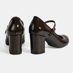 Kadın Kahve Ayarlanabilir Metal Tokalı Mary Jane Topuklu Ayakkabı