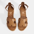 Kadın Kahve Ayarlanabilir Tokalı Deri Sandalet