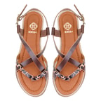 Kadın Kahve Ayarlanabilir Tokalı Deri Sandalet