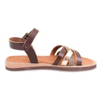 Kadın Kahve Ayarlanabilir Tokalı Deri Sandalet