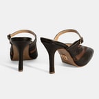 Kadın Kahve Ayarlanabilir Tokalı Deri Abiye Topuklu Terlik