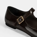 Kadın Kahve Ayarlanabilir Tokalı Deri Babet