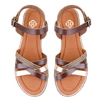 Kadın Kahve Ayarlanabilir Tokalı Deri Sandalet