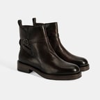 Kadın Kahve Ayarlanabilir Tokalı Deri Bot