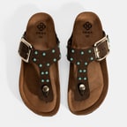 Kadın Kahve Ayarlanabilir Tokalı Parmak Arası Terlik