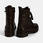 Kadın Kahve Bağcıklı Deri Postal Bot