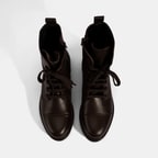 Kadın Kahve Bağcıklı Deri Postal Bot