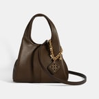 Kadın Kahve Charm Aksesuarlı Deri El Çantası