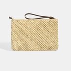 Kadın Kahve Çiçek Detaylı Hasır El Çantası