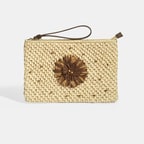 Kadın Kahve Çiçek Detaylı Hasır El Çantası