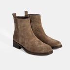 Kadın Kahve Fermuarlı Süet Deri Bot