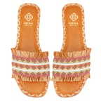 Kadın Kahve Hasır Örgülü Terlik