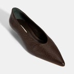 Kadın Kahve İnce Kısa Topuklu Deri Ayakkabı