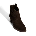 Kadın Kahve İşleme Detaylı Kalın Topuklu Bot