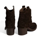 Kadın Kahve İşleme Detaylı Kalın Topuklu Bot