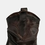 Kadın Kahve Kalın Topuklu Deri Bot