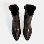 Kadın Kahve Kalın Topuklu Deri Bot